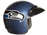 Brogies Bikewear NFL Seattle Seahawks Motorcycle Three Quarter Helmet (Blue, Medium)