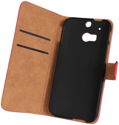 HTC One M8 Case, Obring® Stand Feature Wallet Case Premium Synthetic Leather Wallet Case Flip Cover with Credit Card ID Holder for HTC One M8 (Red)