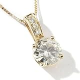14K White or Yellow Gold Moissanite Pendant & Pave Bail w/ Chain