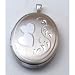 TOC Silver Engraved Heart Oval Locket on 18