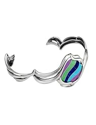 Relios Sterling Silver Multi-Gemstone Channel Inlay Swirl Cuff Bracelet - Large