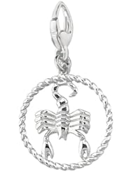 Sterling Silver Rope Border Open Circle Zodiac Scorpio Symbol Charm