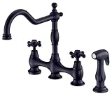 Danze D414067BS Opulence Double-Cross Handle Kitchen Faucet with Spray, Black Satin