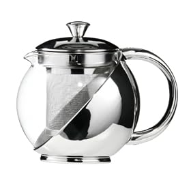 Premier Housewares 500 ml Stainless Steel and Glass Teapot with Infuser