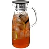 FORLIFE Mist Glass Ice Tea Jug, 50-Ounce, Black