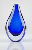 Glass Blue Vase Elegant 100% Handblown Art E19B