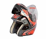 Dot Adult Red Tribal Flip up Motorcycle Street Helmet (L:23-23.5 inches)