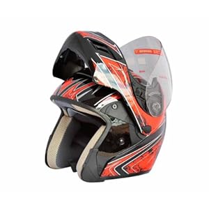 Dot Adult Red Tribal Flip up Motorcycle Street Helmet (M:22.25-22.75 inches)