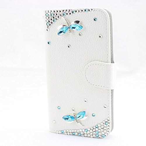 Alcatel One touch Idol 4 5.2" (not fit Alcatel One touch Idol 4S 5.5") piaopiao fashion 3d bling leather wallet card flip stand Case Cover Skin (dragonfly blue)