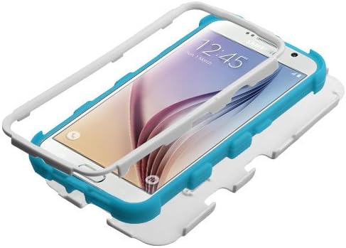 TheTunz ¨ (S6) Natural Cream White Tropical Teal Hard Shockproof Hybrid TUFF Kickstand Phone Case Cover + Screen Protector For Samsung Galaxy S6 All Carriers