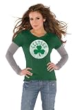 Boston Celtics Green Women's Primary Logo Tri Blend Long Sleeve Layered T-Shirt- by Alyssa Milano