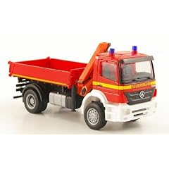 Mercedes Axor 10, Feuerwehr, Allradkipper mit Ladekran, Modellauto, Fertigmodell, Herpa 1:87