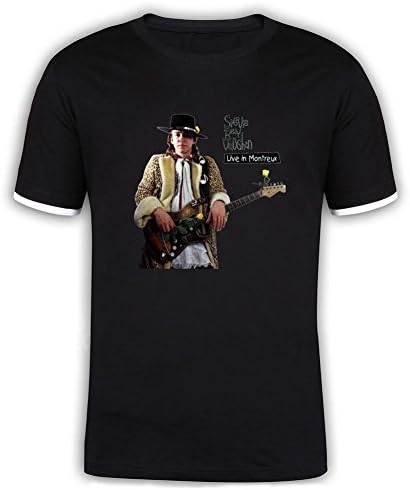 Qikdkg Men's Stevie Ray Vaughan music Crew Neck Tshirts-100% Organic Cotton Black L