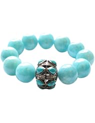 925 Sterling Silver Turquoise Beaded Cord Bracelet Fashion Jewelry