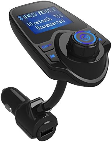 Simger In-Car Bluetooth FM Transmitter with Handfree Calling &amp; Music control &amp; USB Charging Port for iPhone Series,Android Smart Cell Phone, MP3 Players (BT-T10-Blue)