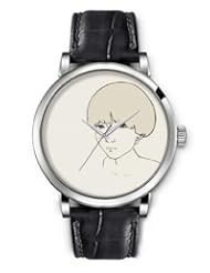SPRAWL Aanalog Fashion Series Silver Ladies Watches of Genuine Black Leather Strap,Unique Wrist Watch for Women Girls Designed with Sad girl face