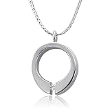 Mens Stainless Steel Circle Diamond Pendant Necklace (GH, SI, 0.05 carat)