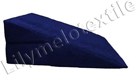 Foam bed wedge positioning pillow insert into a soft microfiber zippered case, by Lilymelotextile (10" H x 24" L x 24") Royal blue