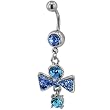 Belly Button Rings Blue Crystal Bow Dangle Fashion September Belly Navel Ring Body Jewelry