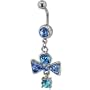 Belly Navel Ring Blue Crystal Bow Dangle Fashion September Belly Navel Ring Body Jewelry