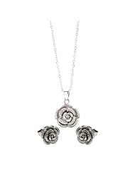 Nickel Free Sterling Silver Pendant & Earring Sets Flower Sterling Silver Set Pendant Diameter: 13.1mm Earring Diameter: 9.5mm