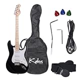 Kalos 1EG-MBK 39-Inch Electric Guitar with Gig Bag , 3 Picks, Strap, Amp Cable, and Tremolo Arm - Full Size - Black Metallic