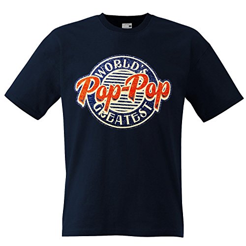 Fresh Tees Brand- World's Greatest Pop-Pop Father's Day T-shirt (X-Large, Navy Bluee)