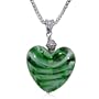 Green White Striped Heart Murano Glass Fashion Jewelry Seasonal Party Styles Pendant Necklace