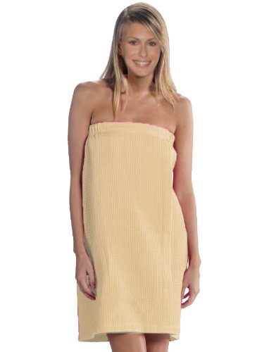 Royal Resort Collection: Luxury Lady's Wrap - Waffle Weave (Square Pattern) Bath / Spa / Body Wrap, Color: Natural Beige / Ivory, Size: Universal