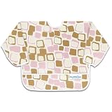 Bumkins Waterproof Sleeved Bib - Rose/Chocolate Cubes