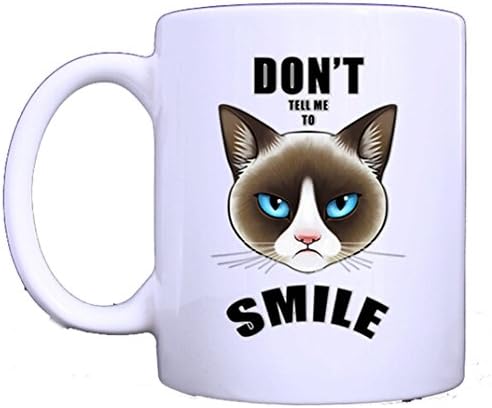 Ceramic White Mug Tea Mug Coffee Cup With Don't Tell me to Smile Grumpy Cat Print