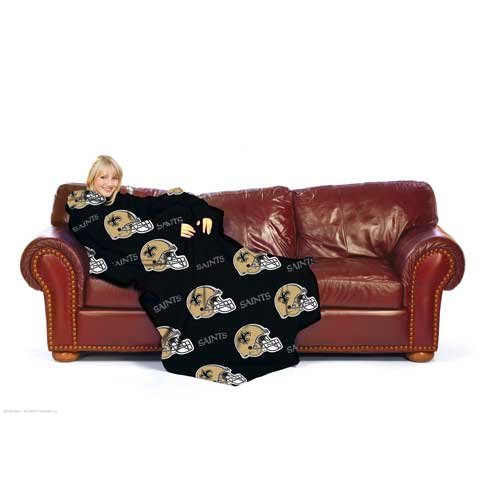 New Orleans Saints Adult Comfy Throw Blanket with Sleeves