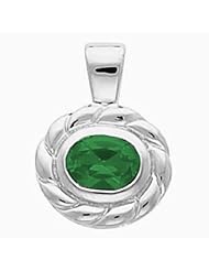 14K White Gold Oval Cut Chrome Tourmaline Pendant -- LIFETIME WARRANTY
