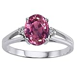 1.41 cttw Genuine Pink Tourmaline and Diamond Ring - 14kt White Gold