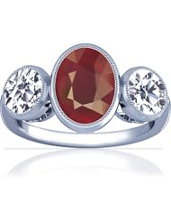 Platinum Oval Cut Ruby Three Stone Ring