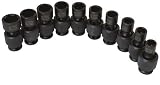 Sunex 3657 10 Piece 3/8-Inch Drive Standard Metric Universal Socket Impact Set
