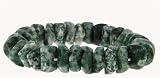 Mini Wavy Rondell 14mm Stretch Bracelet - Green Spot Agate