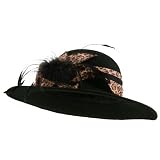 Downturned Leopard Wool Felt Hat-Black by E4hats