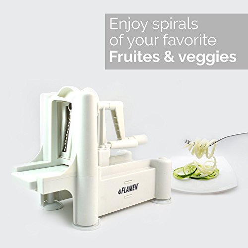 Flamen vegetable and fruit spiralizing slicer with 3 bl…