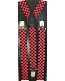 Outer Rebel Fashion Suspenders- Red & Black Mini Check