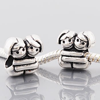 Andante Stones 925 Silber Bead Sich umarmende Freundinnen Element Kugel für European Beads + Organzasäckchen Beads