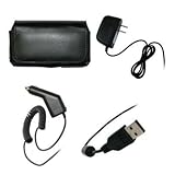 Executive Black Horizontal Leather Side Case Pouch with Belt Clip and Belt  ....