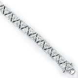 Perfect Solid Sterling Silver Cubic Zirconia Rhodium Plated 7.25 Bracelet with Triangular Cubic Zirconia Stones
