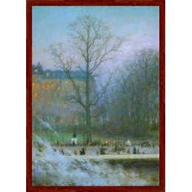 Tableau avec cadre: Charles Lucien Leandre, "Jardins de Paris - Paris parks, 1920. Ca", 50 x 71 - Bois Markant: Dark brown
