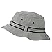 Striped Hat Band Fisherman Bucket Hat - Grey Black