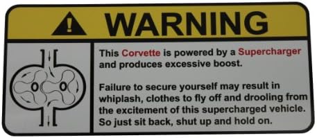 Corvette Warning Supercharger, Warning decal, sticker