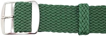 Sweat-free Perlon watch band strap with adjustable buckle for men and women | Apple watch compatible (Green, 22 mm)