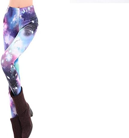 Motony Fashion Women's Galaxy Printing Leggings Blue