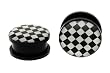 Acrylic Black & White Checkers Plugs 6g - Sold as a Pair