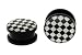 Acrylic Black & White Checkers Plugs 6g - Sold as a Pair